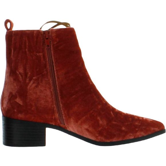 New Retro Journee Collection AQUA Orange Velvet Ankle Lace-up Boots, Sz 10 - Picture 4 of 5